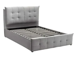 Cama Com Arrumação 140 X 200 Cm Veludo Cinzento-Claro - Oleria