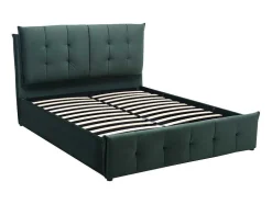 Cama Com Arrumação 140 X 200 Cm Veludo Verde - Oleria