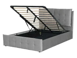 Cama Com Arrumação 140 X 200 Cm Veludo Cinzento-Claro - Oleria