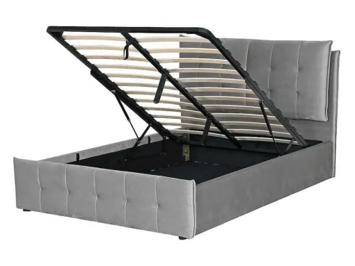 Cama Com Arrumação 140 X 200 Cm Veludo Cinzento-Claro - Oleria