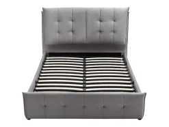 Cama Com Arrumação 140 X 200 Cm Veludo Cinzento-Claro - Oleria
