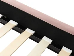 Cama Com Cabeceira De Cama Ondulada De 160 X 200 Cm Em Veludo Cor-De-Rosa Velho - Sagali