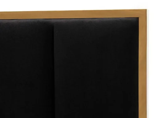 Cama Com Cabeceira De Cama Com Costuras Verticais De 160 X 200 Cm Em Veludo Cor Preto E Dourado - Clarisse