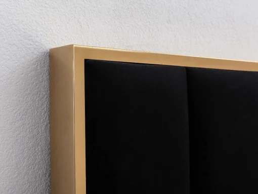 Cama Com Cabeceira De Cama Com Costuras Verticais De 160 X 200 Cm Em Veludo Cor Preto E Dourado - Clarisse