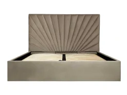 Cama Com Espaco De Arrumação De 160 X 200 Cm Em Veludo Cor Bege - Rilioda