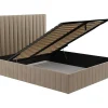 Cama Com Espaco De Arrumação E Cabeceira De Cama Com Costuras Verticais De 180 X 200 Cm Em Veludo Cor Taupe - Larali