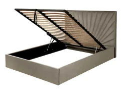 Cama Com Espaco De Arrumação De 160 X 200 Cm Em Veludo Cor Bege - Rilioda