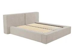 Cama Com Espaco De Arrumação De 160 X 200 Cm Em Veludo Canelado Cor Bege - Timano