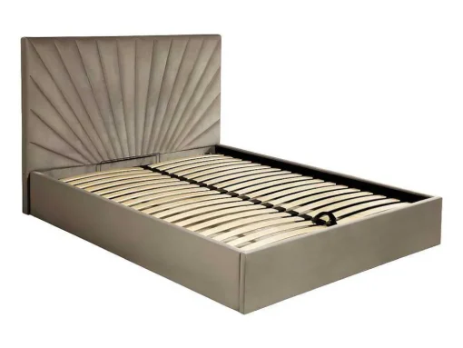 Cama Com Espaco De Arrumação De 140 X 190 Cm Em Veludo Cor Bege - Rilioda