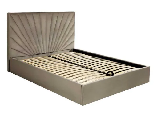 Cama Com Espaco De Arrumação De 160 X 200 Cm Em Veludo Cor Bege - Rilioda