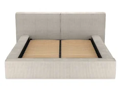 Cama Com Espaco De Arrumação De 160 X 200 Cm Em Veludo Canelado Cor Bege - Timano