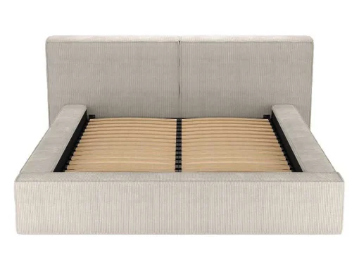 Cama Com Espaco De Arrumação De 160 X 200 Cm Em Veludo Canelado Cor Bege - Timano