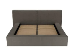 Cama Com Gaveta 180 X 200 Cm Veludo Canelado Taupe + Colchão - Timano