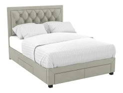 Cama Com Gavetas - Tecido Champanhe - 180X200 Cm - Leopold