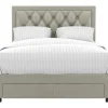 Cama Com Gavetas 140 X 190 Cm Tecido Veludo Champagne + Colchão - Leopold