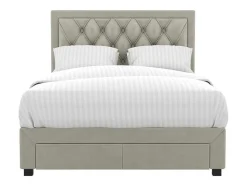 Cama Com Gavetas 140 X 190 Cm Tecido Veludo Champagne + Colchão - Leopold