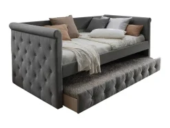 Cama Dupla Alcochoada 2X90X190 Cm Em Tecido Cinza - Louise