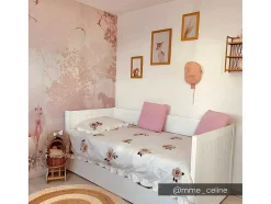 Cama Dupla Banco Com Gaveta De 2 X 90 X 200 Cm Em Pinho E Mdf Cor Branco - Alfiero