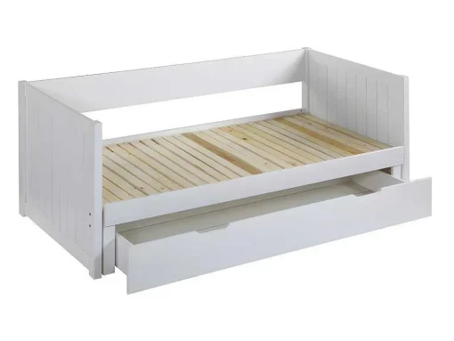 Cama Dupla Banco Com Gaveta De 2 X 90 X 200 Cm Em Pinho E Mdf Cor Branco - Alfiero