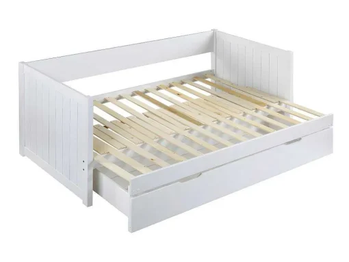Cama Dupla Banco Com Gaveta De 2 X 90 X 200 Cm Em Pinho E Mdf Cor Branco - Alfiero