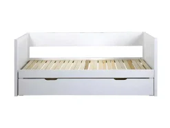 Cama Dupla Banco Com Gaveta De 2 X 90 X 200 Cm Em Pinho E Mdf Cor Branco - Alfiero