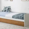 Cama Dupla Banco 2X90X190 Cm Mdf Branco E Cerejeira + Colchões - Juliette