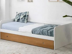 Cama Dupla Banco 2X90X190 Cm Mdf Branco E Cerejeira + Colchões - Juliette