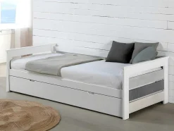 Cama Dupla Banco 2X90X190 Cm Mdf Branco + Colchões - Celiane