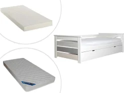 Cama Dupla Banco 2X90X190 Cm Mdf Branco + Colchões - Celiane
