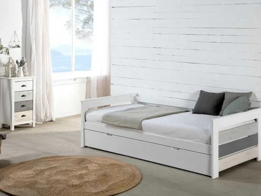 Cama Dupla Banco 2X90X190 Cm Mdf Branco - Celiane