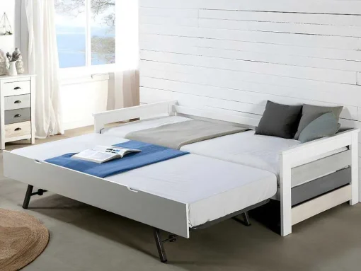 Cama Dupla Banco 2X90X190 Cm Mdf Branco + Colchões - Celiane