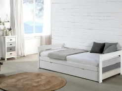 Cama Dupla Banco 2X90X190 Cm Mdf Branco + Colchões - Celiane
