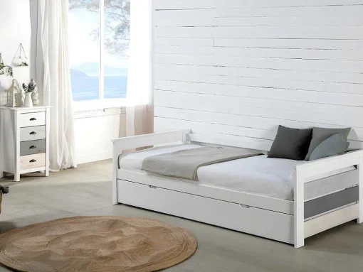 Cama Dupla Banco 2X90X190 Cm Mdf Branco + Colchões - Celiane