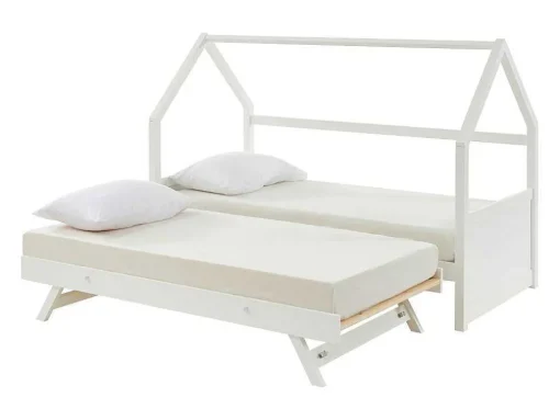Cama Dupla Cabana De 2 X 90 X 190 Cm Em Pinho Cor Branco - Hurra