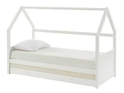 Cama Dupla Cabana De 2 X 90 X 190 Cm Em Pinho Cor Branco + Colchão - Hurra