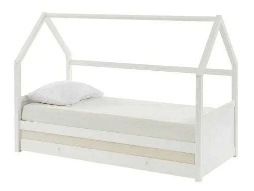 Cama Dupla Cabana De 2 X 90 X 190 Cm Em Pinho Cor Branco + Colchão - Hurra