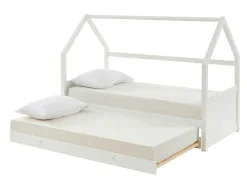 Cama Dupla Cabana De 2 X 90 X 190 Cm Em Pinho Cor Branco + Colchão - Hurra
