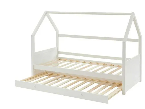 Cama Dupla Cabana De 2 X 90 X 190 Cm Em Pinho Cor Branco + Colchão - Hurra