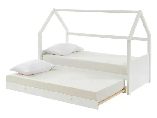 Cama Dupla Cabana De 2 X 90 X 190 Cm Em Pinho Cor Branco - Hurra
