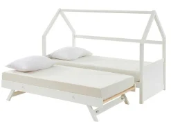 Cama Dupla Cabana De 2 X 90 X 190 Cm Em Pinho Cor Branco + Colchão - Hurra