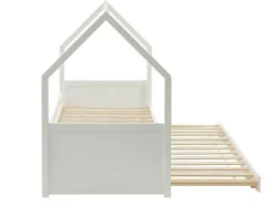 Cama Dupla Cabana De 2 X 90 X 190 Cm Em Pinho Cor Branco + Colchão - Hurra