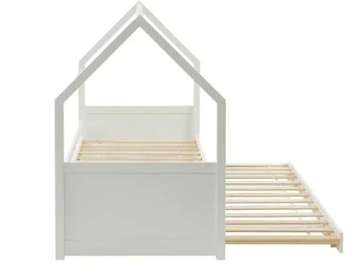 Cama Dupla Cabana De 2 X 90 X 190 Cm Em Pinho Cor Branco + Colchão - Hurra