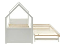 Cama Dupla Cabana De 2 X 90 X 190 Cm Em Pinho Cor Branco + Colchão - Hurra