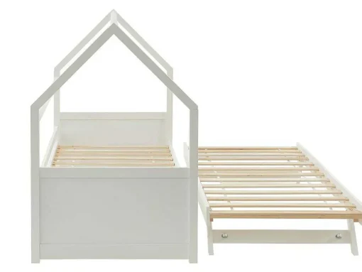 Cama Dupla Cabana De 2 X 90 X 190 Cm Em Pinho Cor Branco + Colchão - Hurra