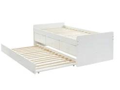Cama Dupla Com 3 Gavetas De 90 X 190 Cm Em Mdf E Pinho Cor Branco - Titouan