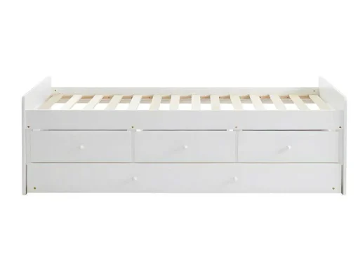 Cama Dupla Com 3 Gavetas De 90 X 190 Cm Em Mdf E Pinho Cor Branco - Titouan