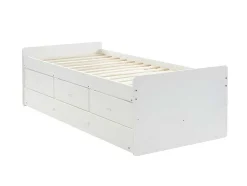 Cama Dupla Com 3 Gavetas De 90 X 190 Cm Em Mdf E Pinho Cor Branco + Colchão - Titouan