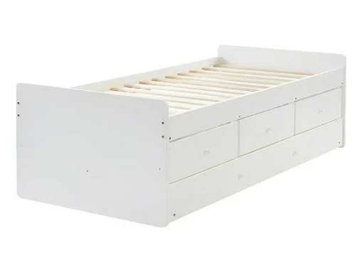 Cama Dupla Com 3 Gavetas De 90 X 190 Cm Em Mdf E Pinho Cor Branco - Titouan