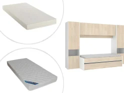 Cama Dupla Com Móvel De Cama De 90 X 190 Cm Cor Carvalho E Branco + Colchões - Selena