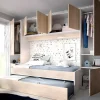 Cama Dupla Com Móvel De Cama De 90 X 190 Cm Cor Carvalho E Branco - Selena